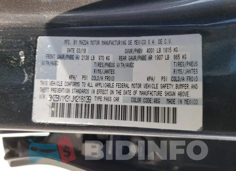3MZBN1M31JM218139 Photo# 12