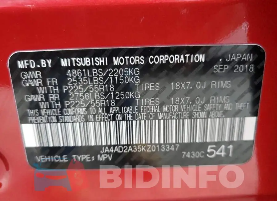 JA4AD2A35KZ013347 Photo# 12