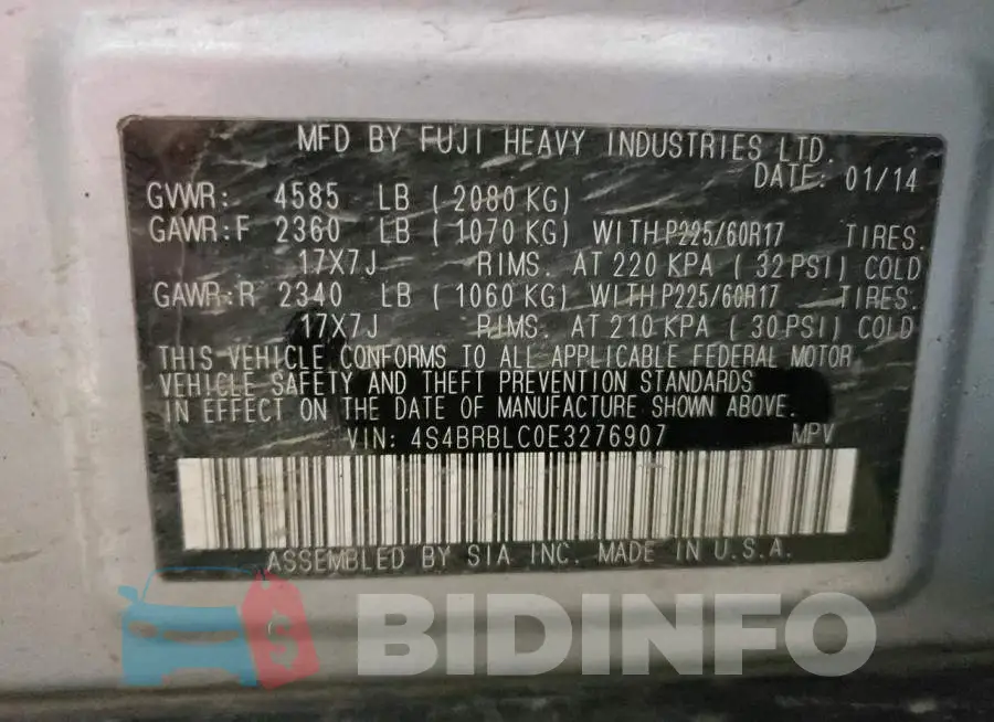 4S4BRBLC0E3276907 Photo# 12