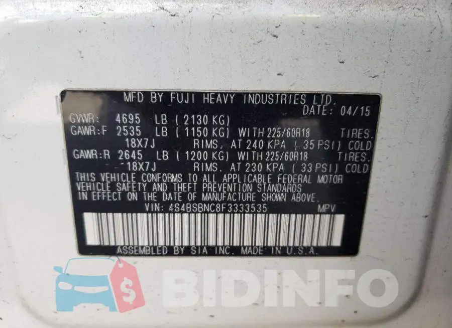 4S4BSBNC8F3333535 Photo# 12
