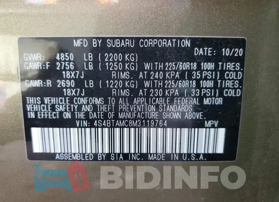 4S4BTAMC8M3119764 Photo# 13