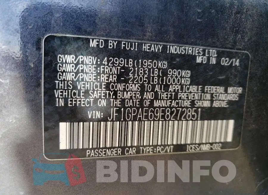 JF1GPAE69E8272851 Photo# 12