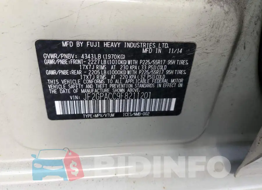 JF2GPACC9F8211201 Photo# 13