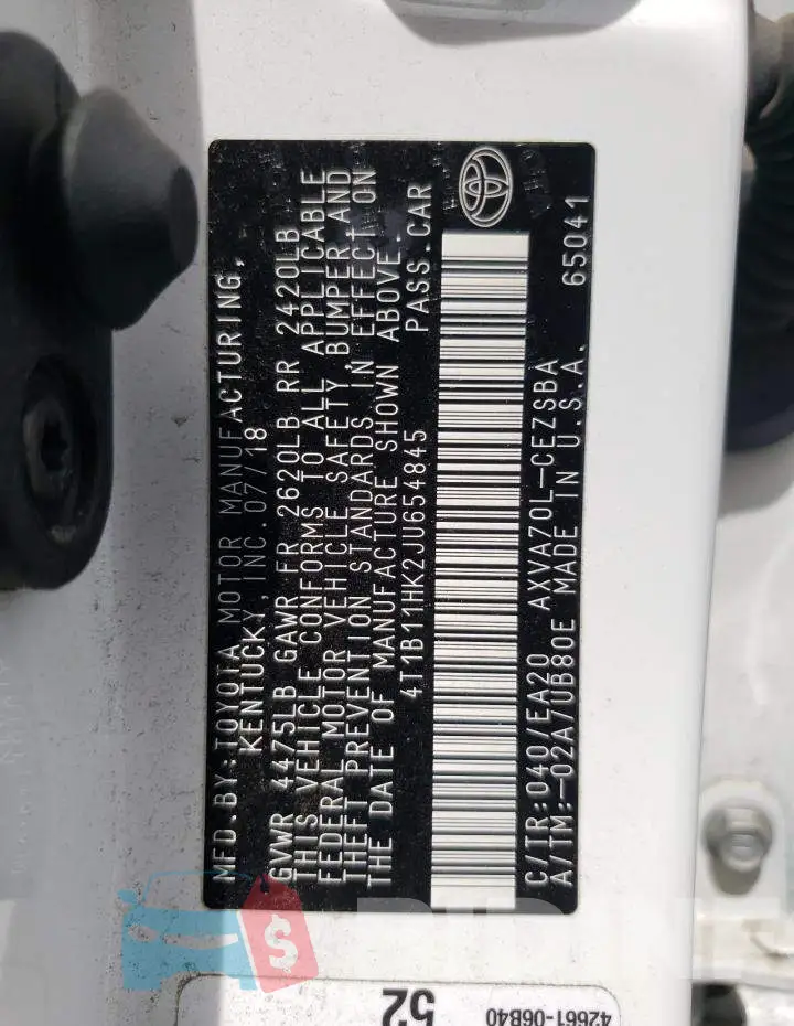 4T1B11HK2JU654845 Photo# 13
