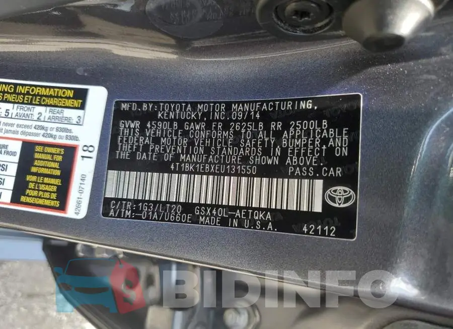 4T1BK1EBXEU131550 Photo# 13