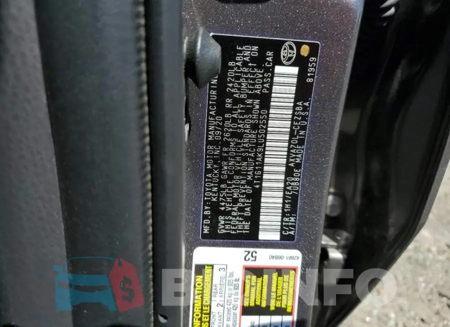 4T1G11AK9LU502550 Photo# 12