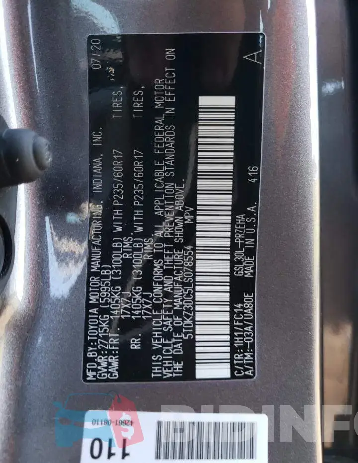 5TDKZ3DC5LS078554 Photo# 13