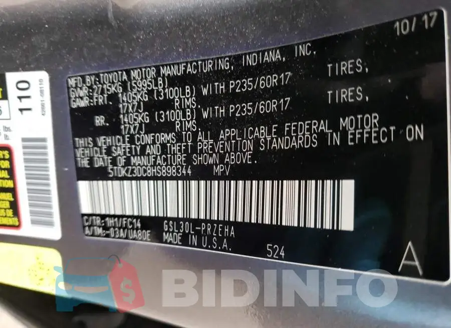 5TDKZ3DC8HS898344 Photo# 13