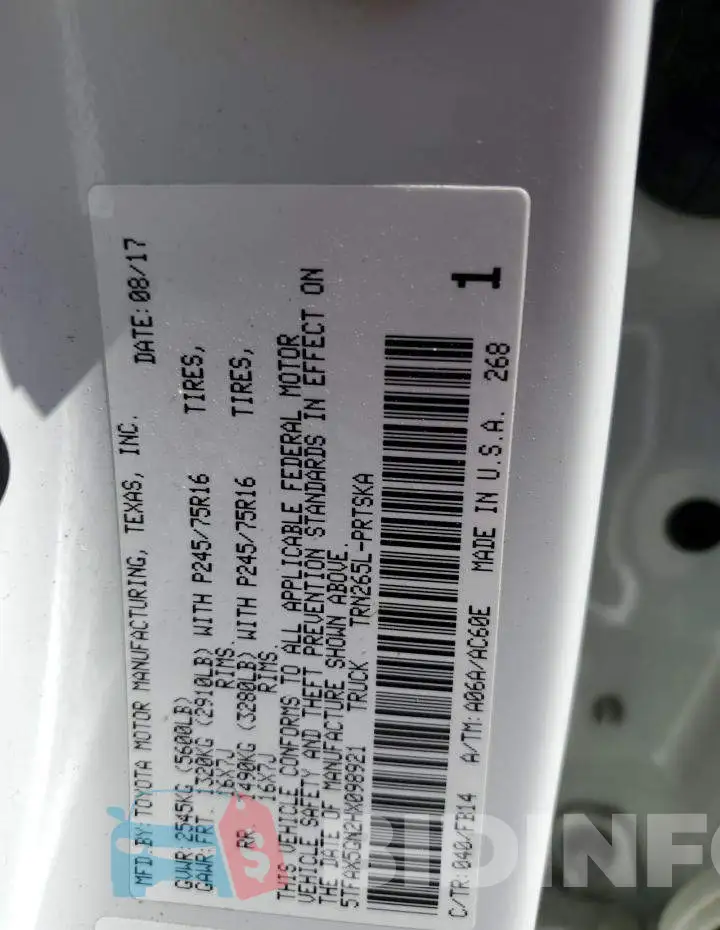 5TFAX5GN2HX098921 Photo# 13