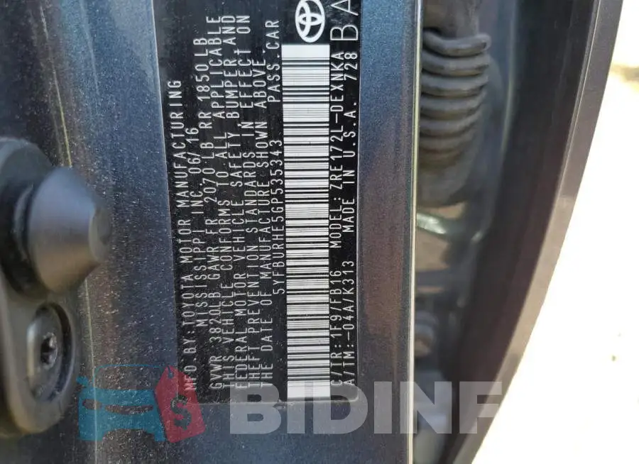 5YFBURHE5GP535343 Photo# 13