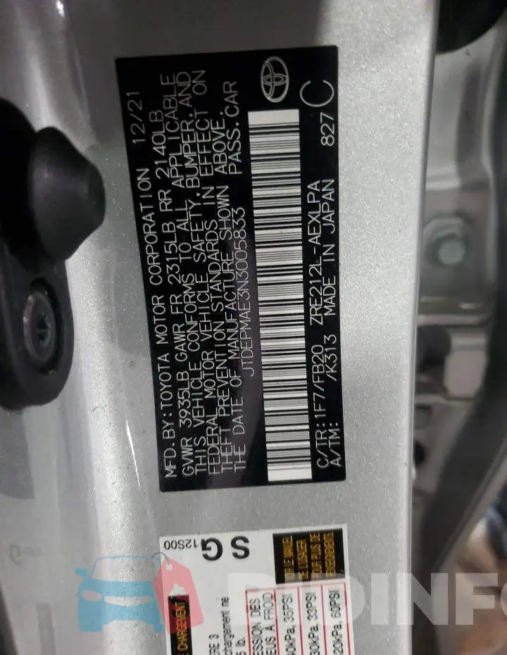 JTDEPMAE3N3005833 Photo# 13