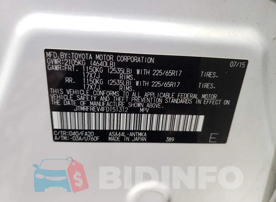 JTMRFREV4FD151312 Photo# 10