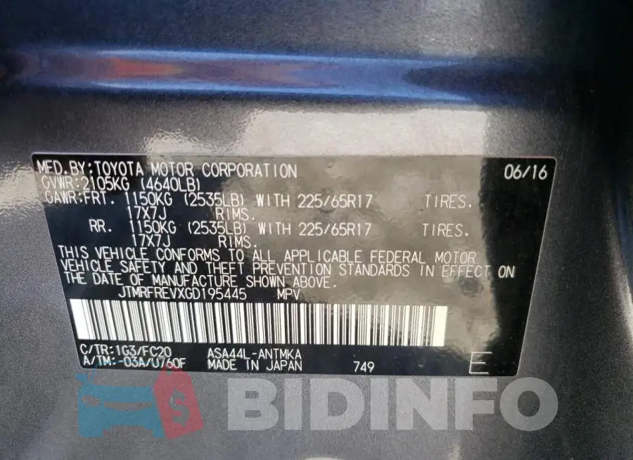 JTMRFREVXGD195445 Photo# 13