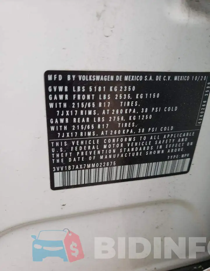 3VV1B7AX7MM022875 Photo# 12