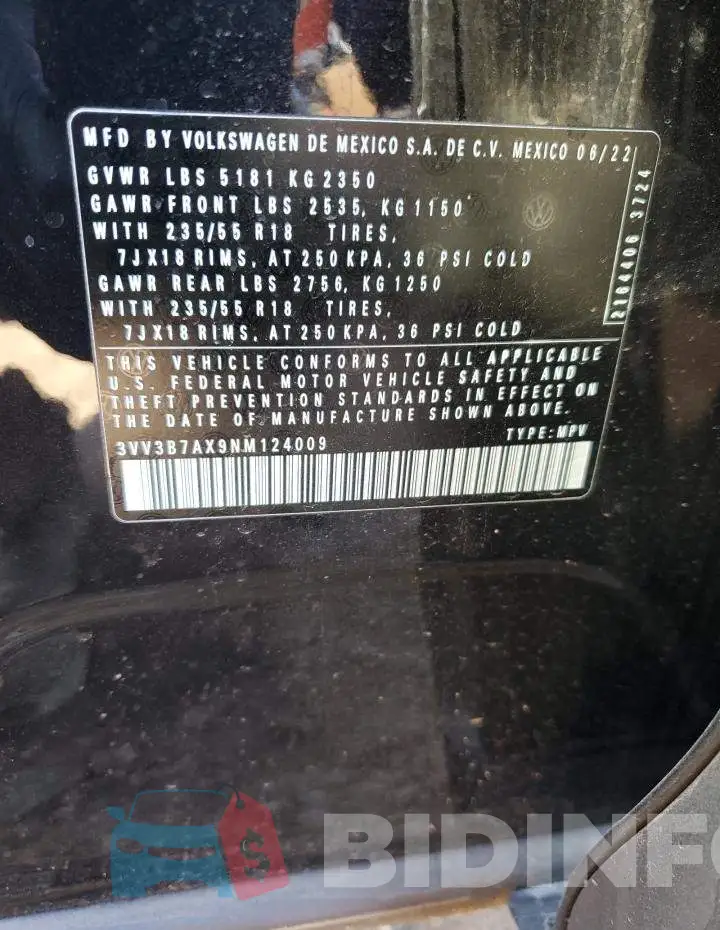 3VV3B7AX9NM124009 Photo# 14