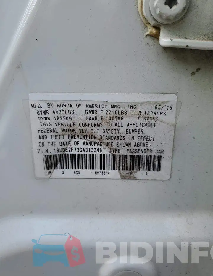 19UDE2F73GA013348 Photo# 12