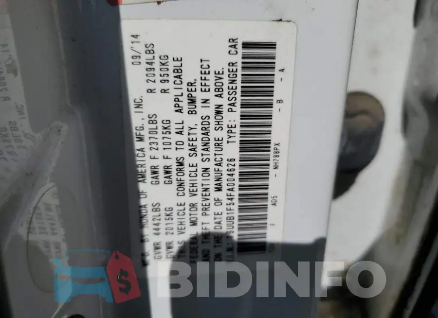 19UUB1F54FA004626 Photo# 12