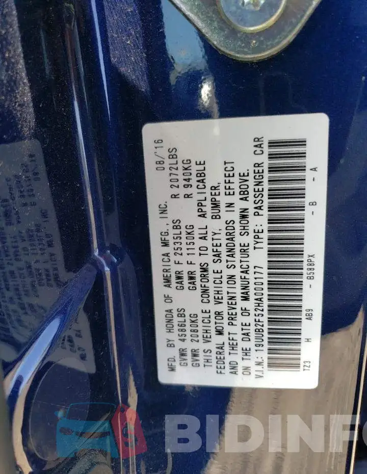 19UUB2F52HA000177 Photo# 12