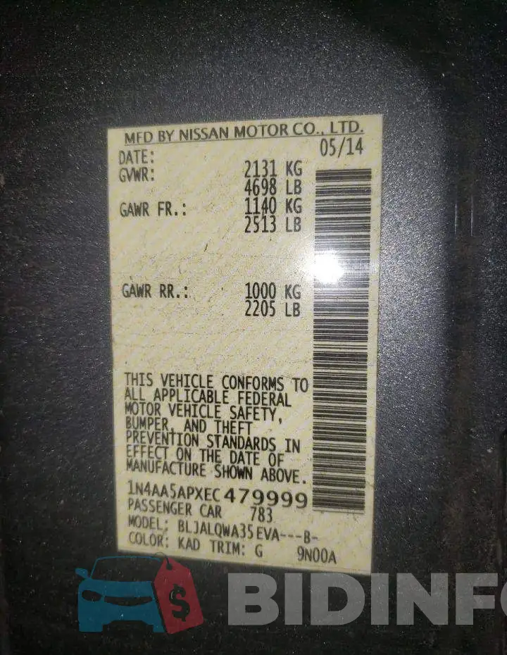 1N4AA5APXEC479999 Photo# 12