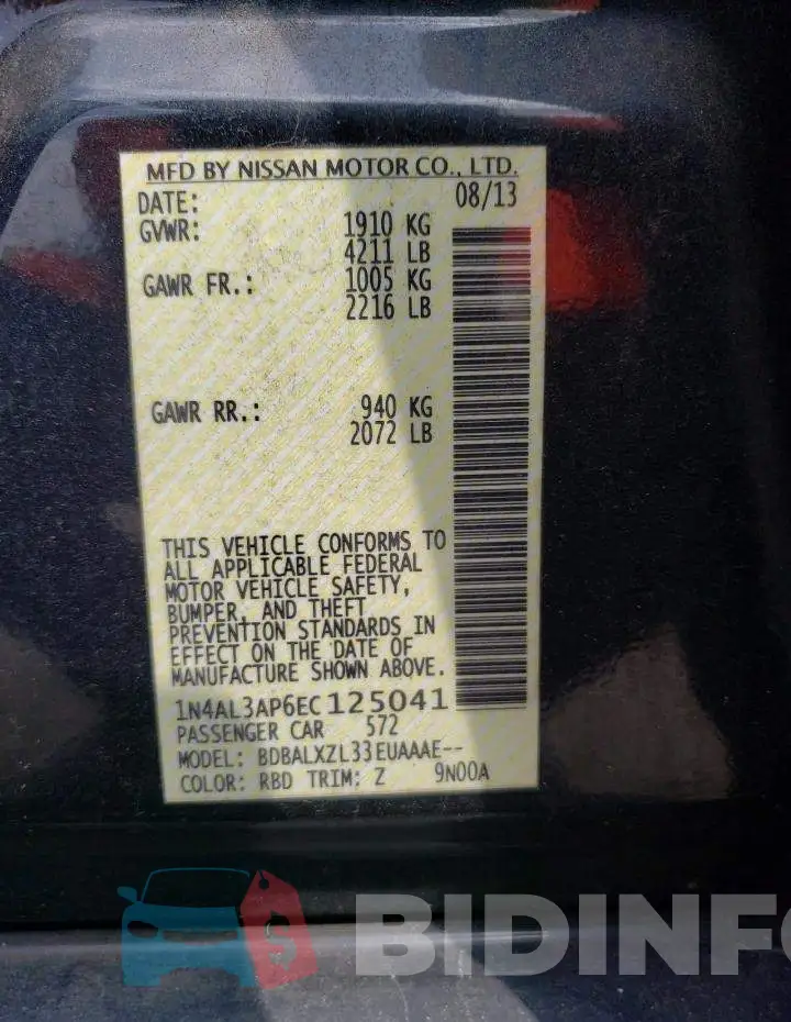 1N4AL3AP6EC125041 Photo# 13