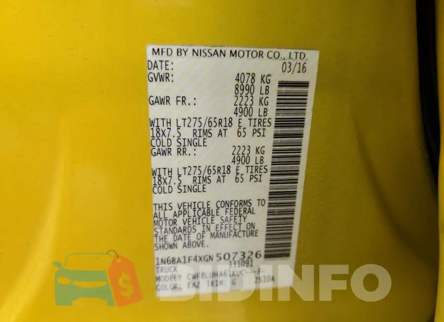 1N6BA1F4XGN507326 Photo# 13