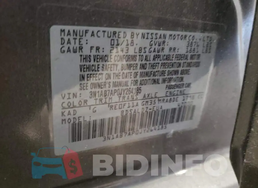 3N1AB7AP0JY264185 Photo# 12