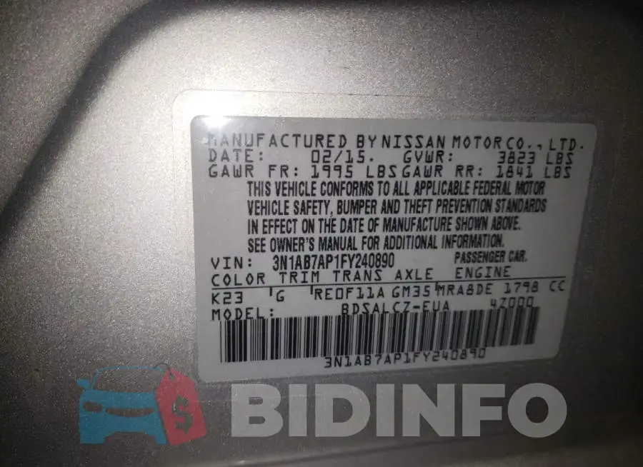 3N1AB7AP1FY240890 Photo# 12