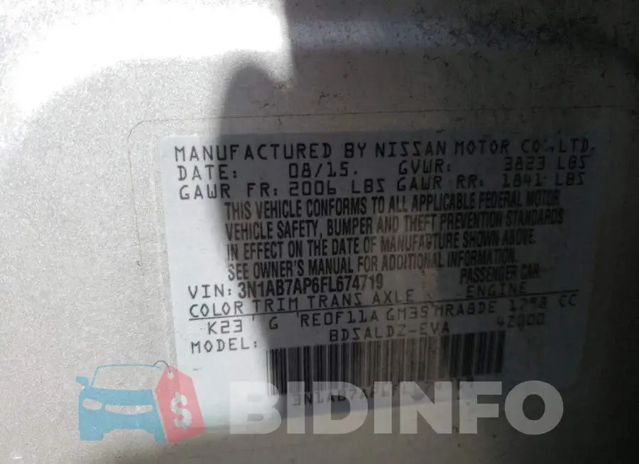 3N1AB7AP6FL674719 Photo# 12