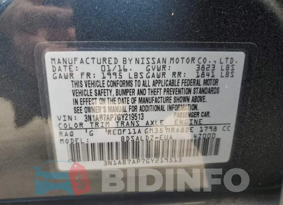 3N1AB7AP7GY219513 Photo# 12