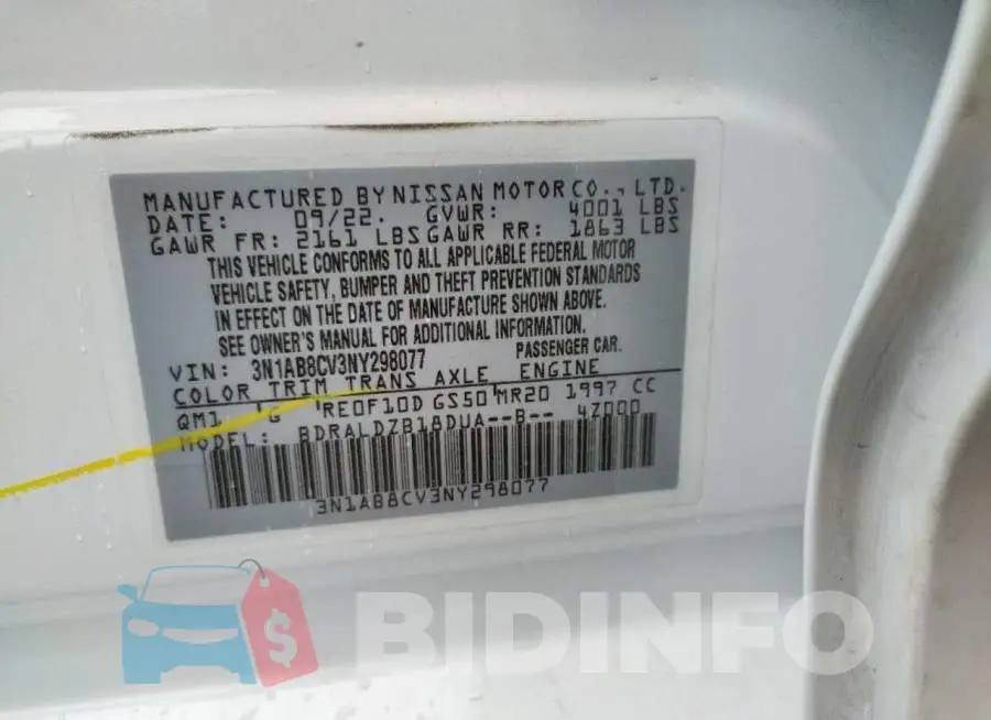 3N1AB8CV3NY298077 Photo# 12