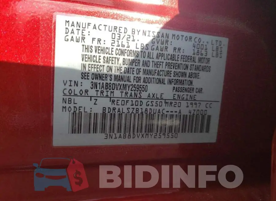 3N1AB8DVXMY259550 Photo# 12