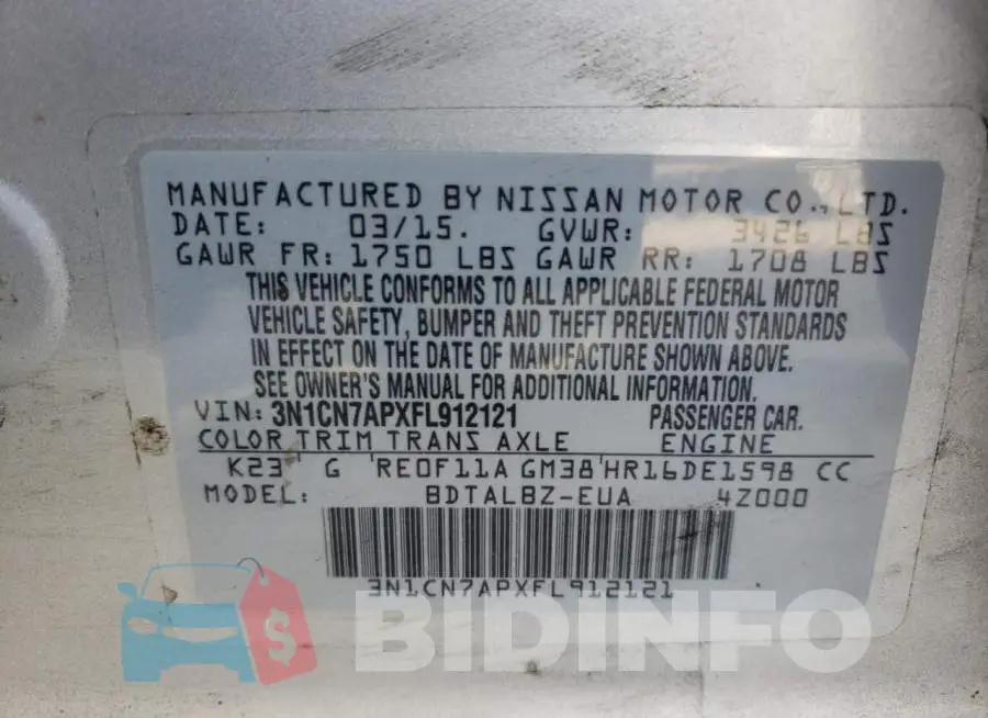 3N1CN7APXFL912121 Photo# 12
