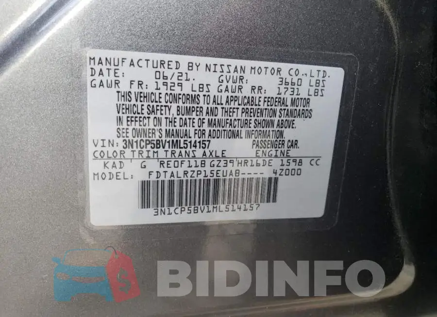 3N1CP5BV1ML514157 Photo# 14