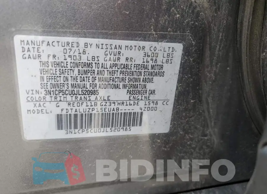 3N1CP5CU0JL520985 Photo# 13
