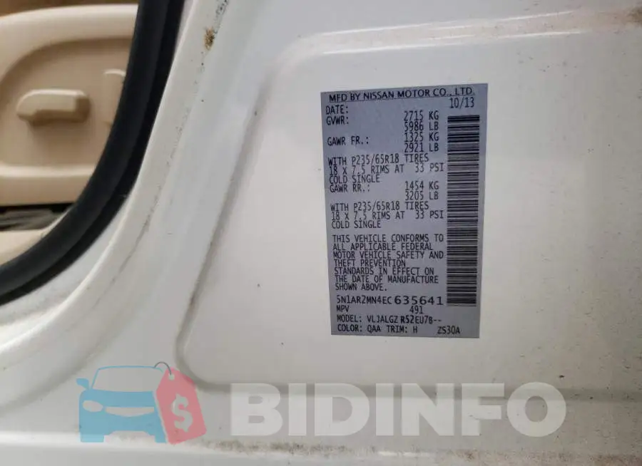 5N1AR2MN4EC635641 Photo# 12