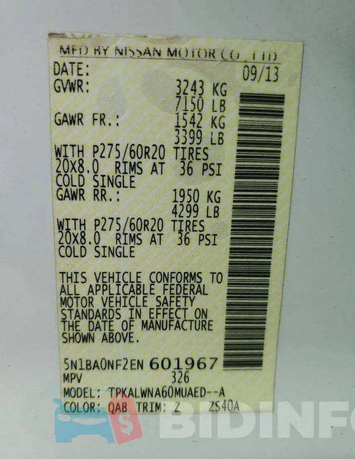 5N1BA0NF2EN601967 Photo# 13