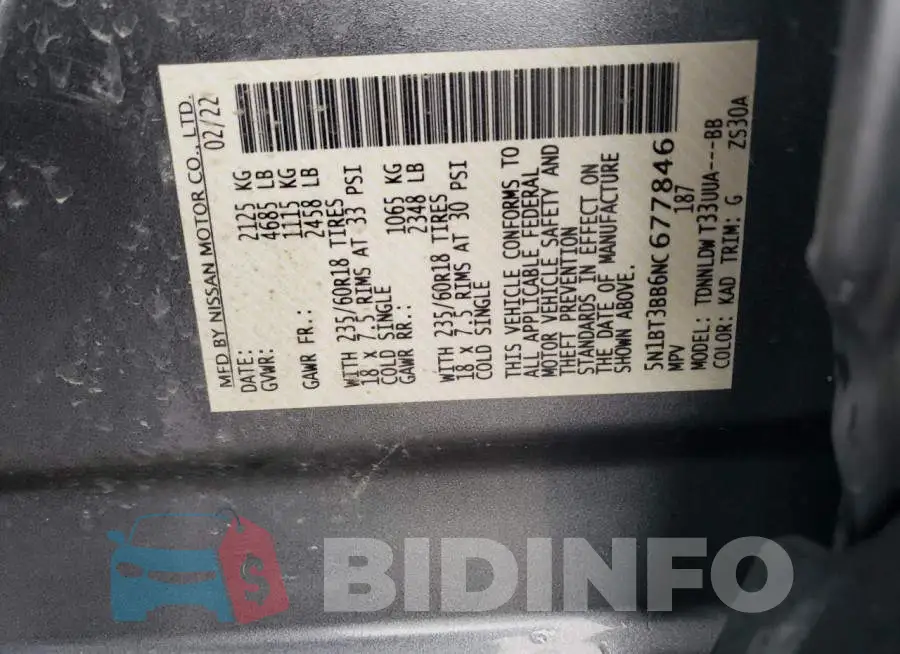5N1BT3BB6NC677846 Photo# 13