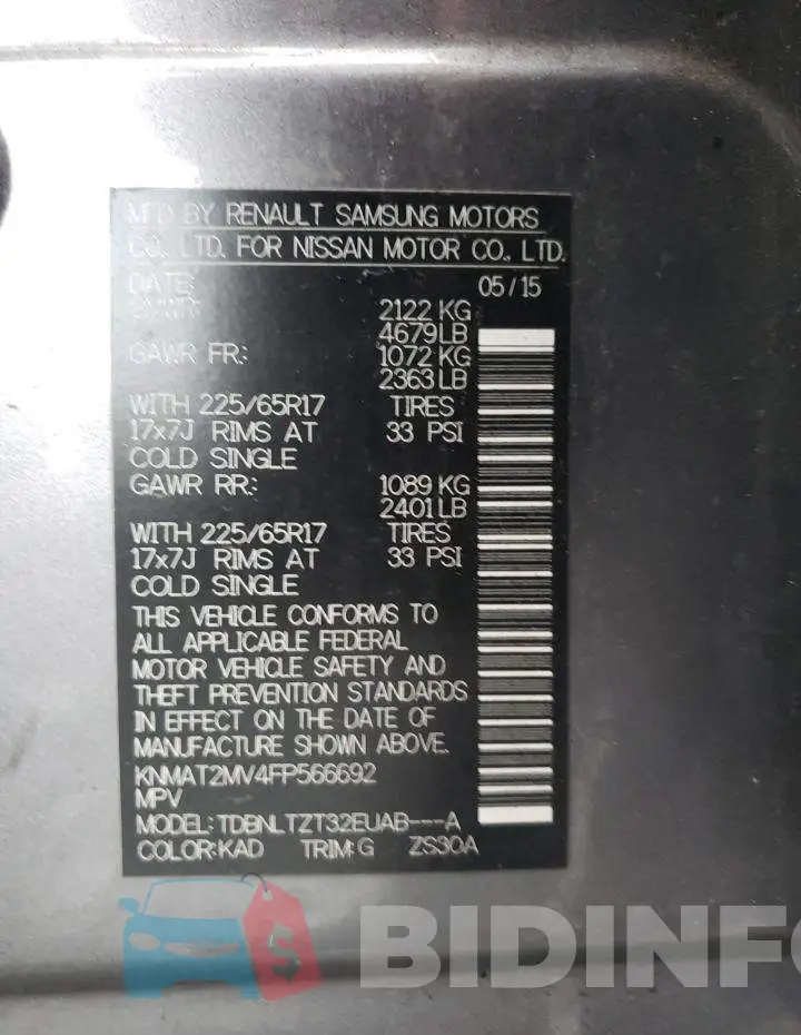 KNMAT2MV4FP566692 Photo# 13