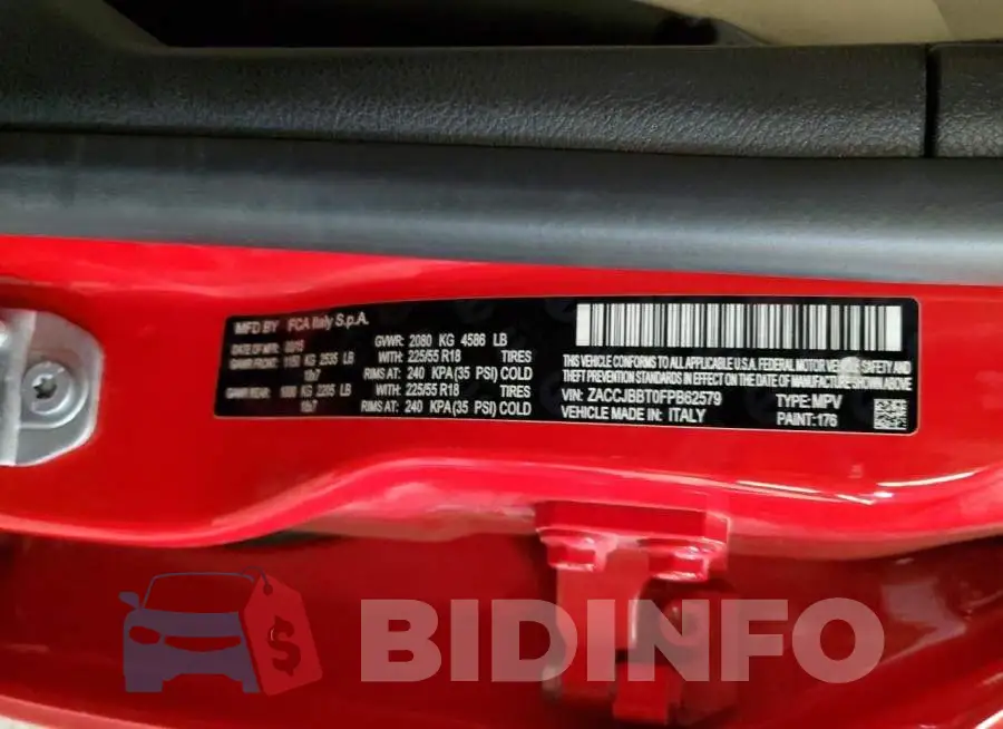 ZACCJBBT0FPB62579 Photo# 12