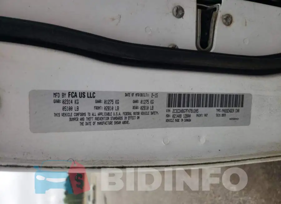 2C3CDXBG7FH791205 Photo# 13