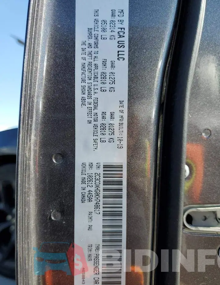 2C3CDXHG0KH748617 Photo# 12