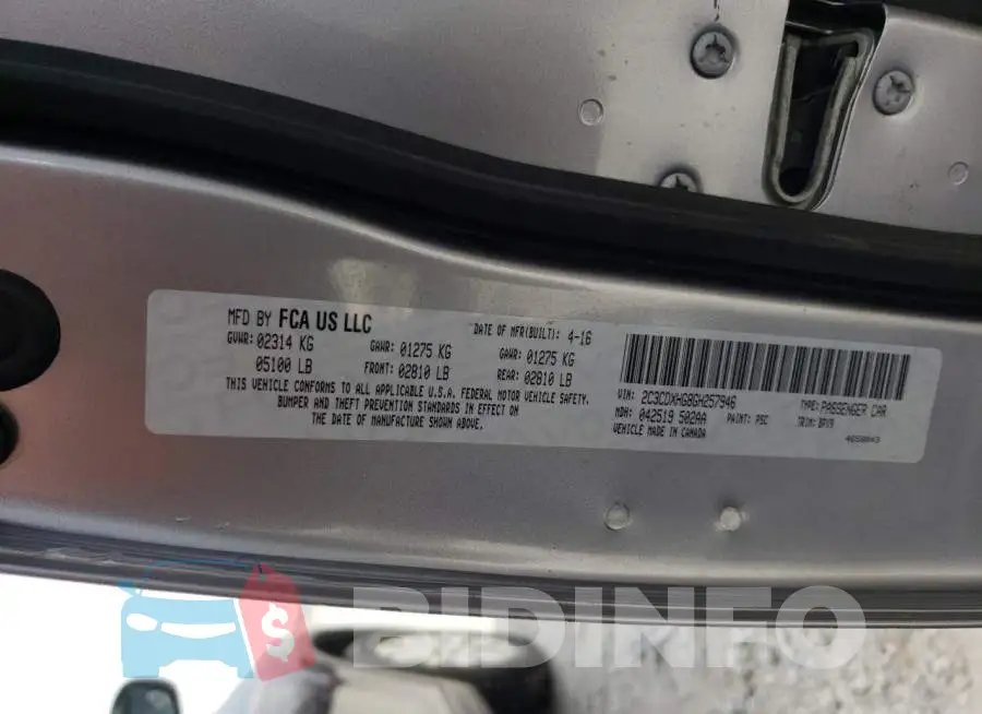 2C3CDXHG8GH257946 Photo# 12