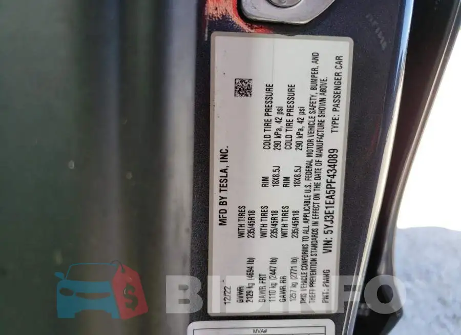 5YJ3E1EA5PF434089 Photo# 12