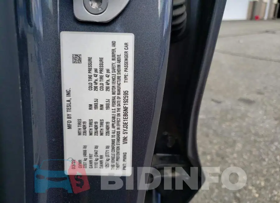 5YJ3E1EB6NF192595 Photo# 12