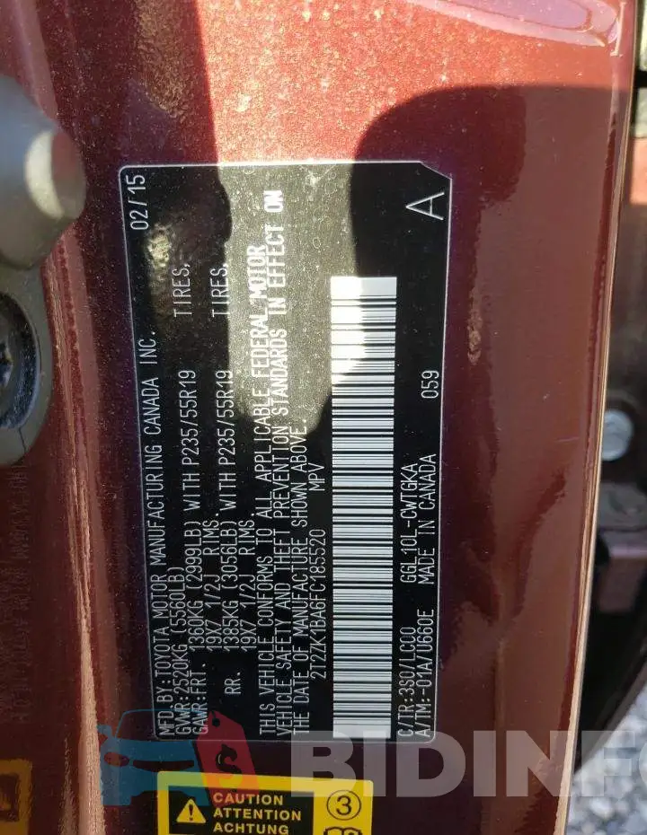 2T2ZK1BA6FC185520 Photo# 12