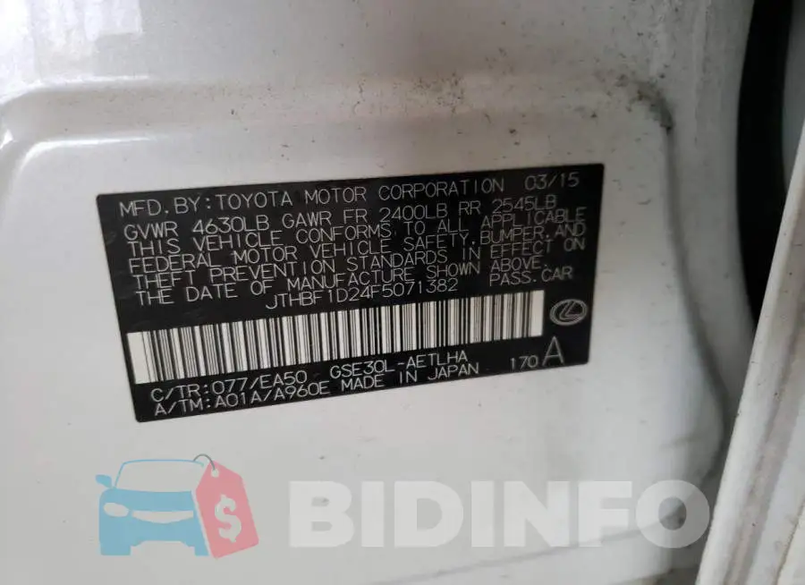 JTHBF1D24F5071382 Photo# 12