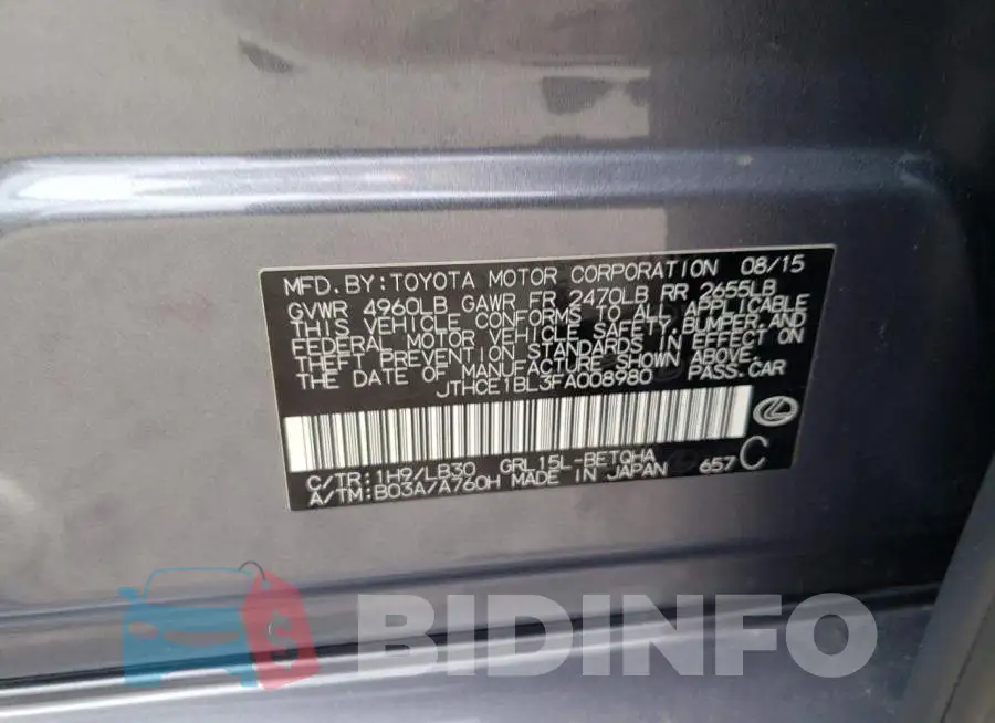 JTHCE1BL3FA008980 Photo# 12