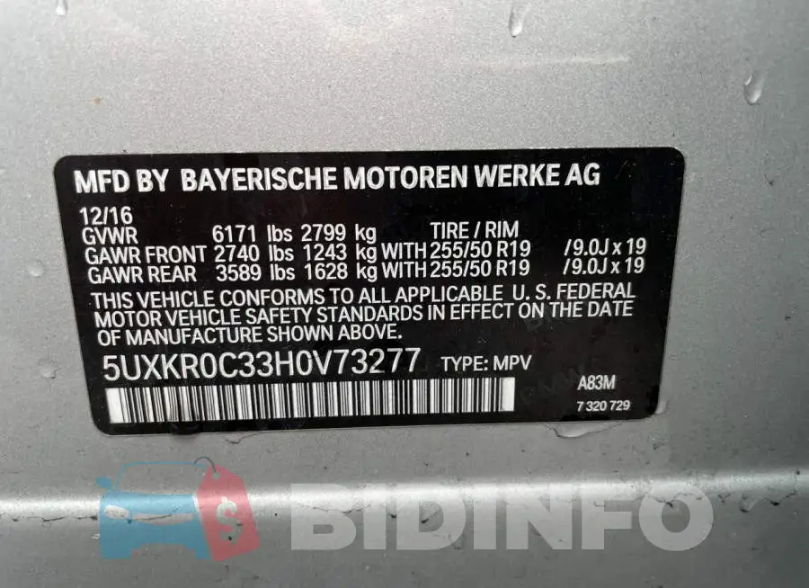 5UXKR0C33H0V73277 Photo# 10