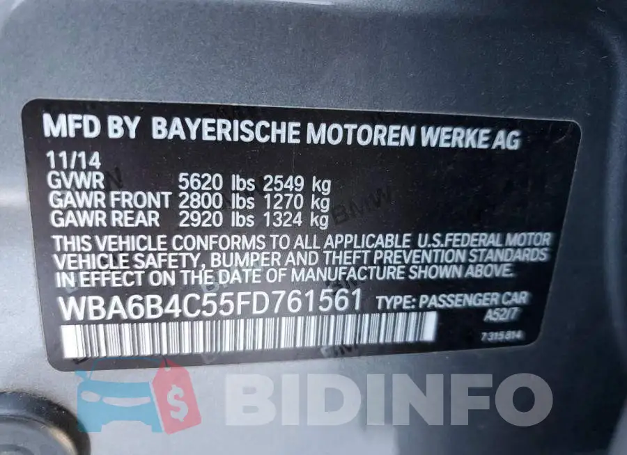 WBA6B4C55FD761561 Photo# 12