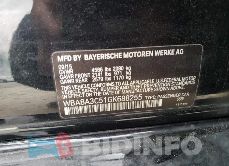 WBA8A3C51GK688255 Photo# 12